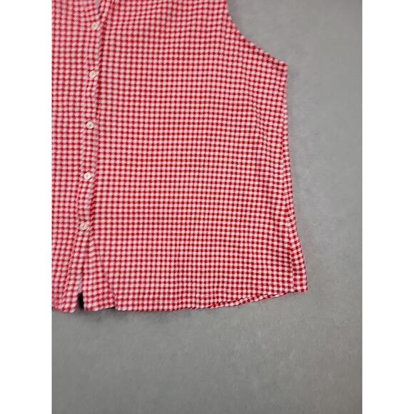 Lands' End Red Gingham Check Sleeveless Button Up Tank Women's Plus 2X - Picture 4 of 11